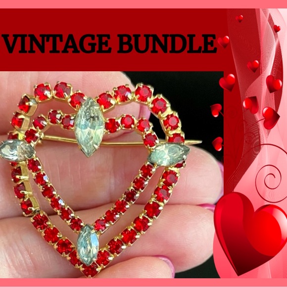 ❣️VINTAGE BROOCH BUNDLE OF THREE ~ HEART, OWL, LEAF - Picture 2 of 9